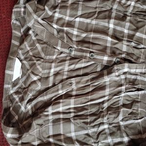 Maternity Soft Brown Plaid Shirt